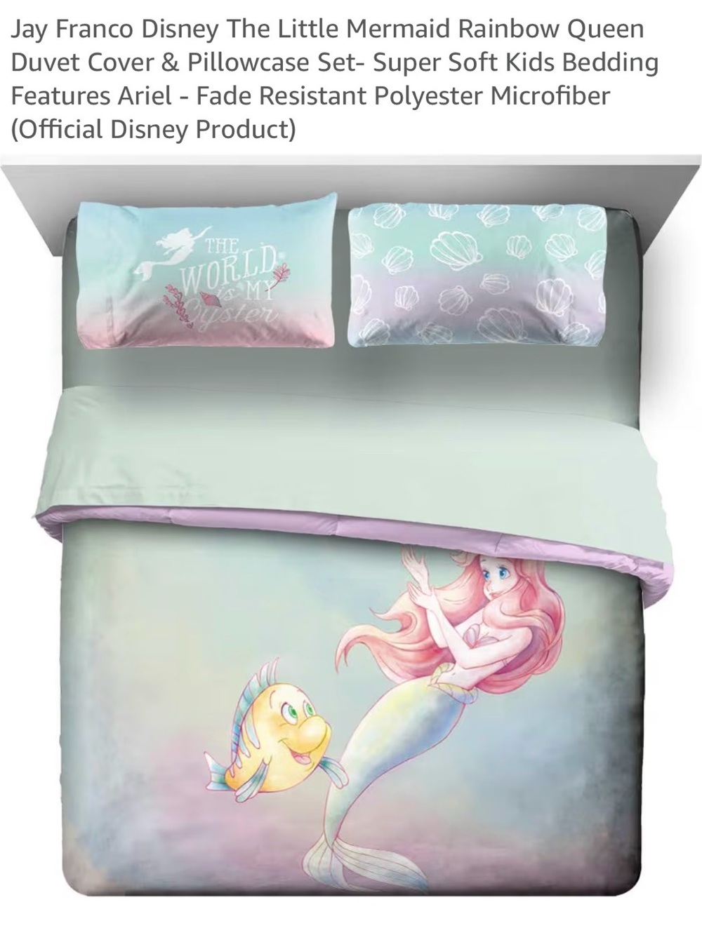 Disney Little Mermaid Queen Duvet Cover and Pillowcase Set